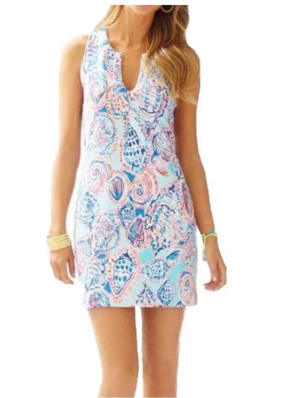 Lilly Pulitzer Seashell Print Sleeveless Shift Dress Women’s Large Coastal
